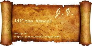 Józsa Vencel névjegykártya